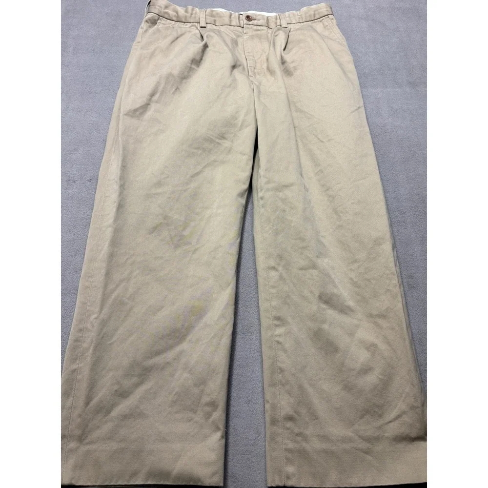 Polo Ralph Lauren Mens Pleated Chino Pants Tan Khaki Cotton Relaxed 32x24